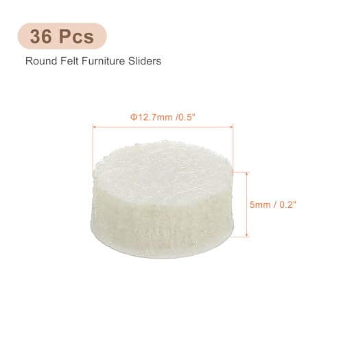 uxcell Furniture Pads, 36Pcs 0.5" - Round Self Adhesive Felt Furniture Pads, Floor Protectors for Furniture Feet Chairs Legs Hardwood Floors (Beige) - size: 0.5"