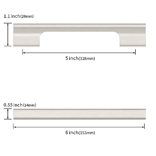 Asidrama 20 Pack 5 Inch(128mm) Brushed Satin Nickel Kitchen Cabinet Handles, Cabinet Pulls Kitchen Cabinet Hardware Cupboard Handles Drawer Pulls - color: Brushed Satin Nickel, size: 5" Hole Center(128mm), style: 20 Pack