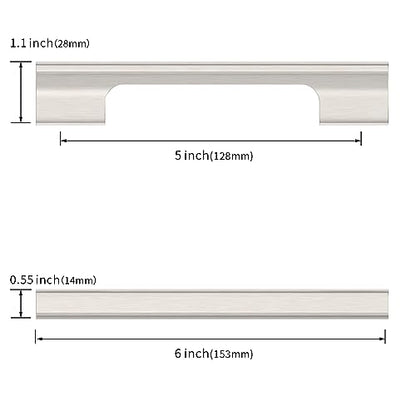Asidrama 20 Pack 5 Inch(128mm) Brushed Satin Nickel Kitchen Cabinet Handles, Cabinet Pulls Kitchen Cabinet Hardware Cupboard Handles Drawer Pulls - color: Brushed Satin Nickel, size: 5" Hole Center(128mm), style: 20 Pack