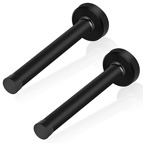 Door Stops, 6 Inch Long Door Stopper, Wall Mount, Black Doorstops Heavy Duty Solid Brushed Stainless Steel Door Stop with Soft Rubber Bumper Tips, 2 Pack - color: Black, size: 6 Inch x 2 Pack