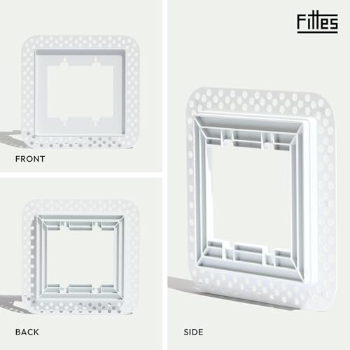 Fittes Modern Flush Wall Outlet Switch Receptacle Mount, 2 Gang, Customizable, ABS Lite, White, 5 Pack - size: 2 Gang, style: 5 Pack