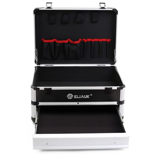 ELIAUK Tool Box Hard Case Tool Organizer Storage Cabinet Carry Case Tool box with Drawers(Silver) - color: Silver
