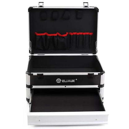 ELIAUK Tool Box Hard Case Tool Organizer Storage Cabinet Carry Case Tool box with Drawers(Silver) - color: Silver
