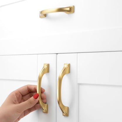 10 Pack Brushed Gold Cabinet Pulls 3 Inch Gold Cabinet Handles Gold Hardware for Kitchen Cabinets 8222 Drawers Bedroom Dresser Bathroom Vanity Cupboard - color: Brushed Gold, size: 3 Inches, style: 10 Pack Arch Pull
