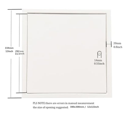 Fengze Steel Access Panel 12 x 12 Inch with 4 Long Fixing Strips White Screwdriver Latch Metal Inspection Door for Wall and Ceiling (300 x 300 mm)