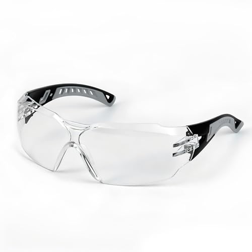Safety Glasses Anti Fog UV400 Lightweight Rubber Temple Goggles,Eye Protection Glasses for Men & Women - color: Grey