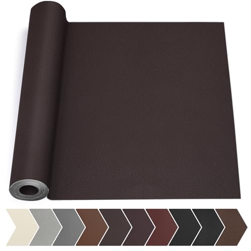 Leather Repair Tape, 17 X 79 in Leather Repair Kit for Furniture, Self Adhesive Repairing Patch Large Vinyl Patch Tape for Sofa, Car Interior, Couch, Car Interior, Car Seats(Dark Brown) - color: Dark Brown, size: Litchi Grain 17 x 79 In