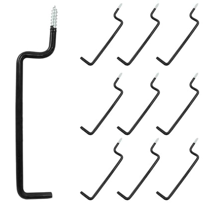 10 Pcs Screw in Ladder Hook Black Screw-in Garage Hooks 20.7cm/8.15" Bicycle Wall Mounted Hooks for Hanging Bike, Ladder, and Folding Chair - color: Black