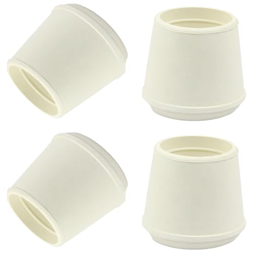 4pcs 1-1/2 Inch Round Chair Leg Tips Caps, Non-Slip Rubber Chair Leg Floor Protectors, White Furniture Leg Caps Fit for 1.45"-1.5" (37-38mm) Diameter Round Feet - size: 1-1/2 Inch-White