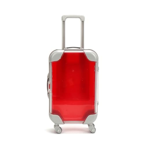 False Eyelash Storage Box, Portable Travel Organizer Mini Luggage False Eyelash Tray Makeup Tool (RED) - color: RED