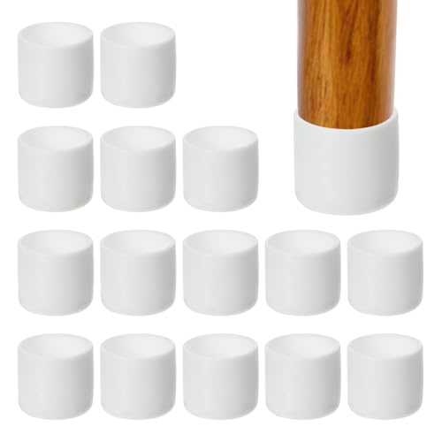 PATIKIL Round Rubber Chair Leg Caps Tips 1", 16 Pcs Plastic Furniture Leg Floor Protectors No Scratches No Noise for Chair Leg Protect Hardwood Floor, White - color: White, size: 1"