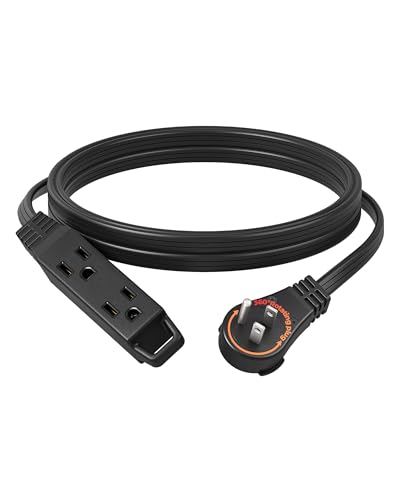 DEWENWILS 10FT Flat Plug Extension Cord, 360° Rotating Plug, 3 Prong Ultra Thin Power Strip, 13A/125V/1625W, 16 Awg Grounded Flat Power Cable for Indoor Narrow Space, SPT-3, ETL Listed, Black - color: Black, size: 10FT, style: 1 Pack