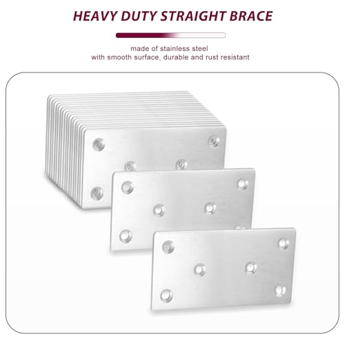 50PCS Silver Flat Mending Plates,304 Stainless Steel Brace Straight Mending Joining Plates, Metal Straight Brackets for Brace, Furniture,Wood,Cabinet,4X2X0.08IN - size: 4X2X0.08IN