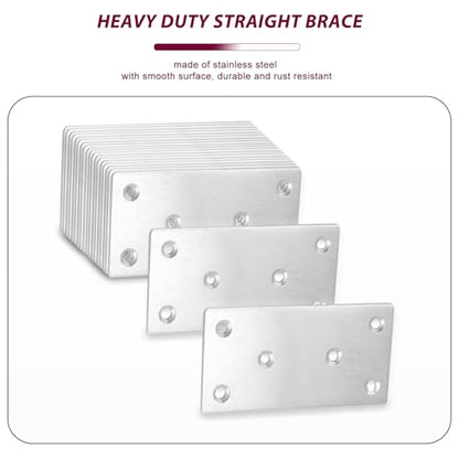 50PCS Silver Flat Mending Plates,304 Stainless Steel Brace Straight Mending Joining Plates, Metal Straight Brackets for Brace, Furniture,Wood,Cabinet,4X2X0.08IN - size: 4X2X0.08IN
