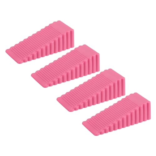 uxcell 4 Pcs Door Stoppers for Bottom of Door, 28mm/1.10 Inch Door Stops, Rubber Door Stopper Wedge Anti Slip, Window Stopper Door Stackable, Pink - color: Pink, size: 1.1-inches