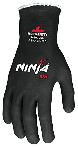 MCR Safety Ninja BNF N96795XL Work Gloves, 15 Gauge NylonSpandex Shell with Full Breathable Nitrile Foam (BNF) Coating and Nitrile Grip Dots, X-Large - size: X-Large (Pack of 1)