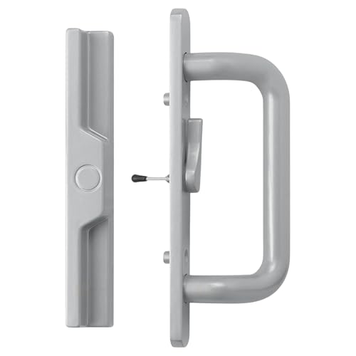 Center Latch Handle Set for Sliding Patio Doors Repair - Smooth Secure Grip | Corrosion-Resistant | Patio Glass Door Handle Replacement, Right-Handed Orientation - Center Latch (Grey)