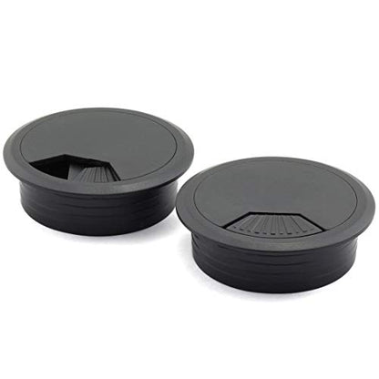HJ Garden 2pcs 2-3/8 inch Desk Wire Cord Cable Grommets Hole Cover for Office PC Desk Cable Cord Organizer Plastic Cover Black - size: 1-3/8inch