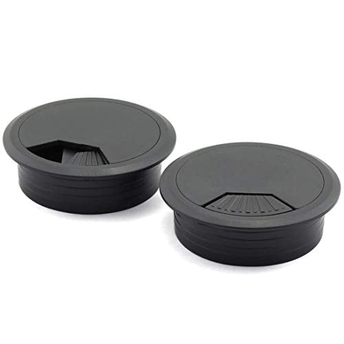 HJ Garden 2pcs 2-3/8 inch Desk Wire Cord Cable Grommets Hole Cover for Office PC Desk Cable Cord Organizer Plastic Cover Black - size: 1-3/8inch