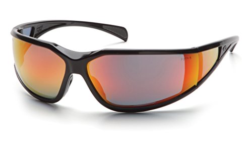 Pyramex Exeter Safety Eyewear - color: Glossy Black Frame/Sky Red Mirror Anti-fog Lens