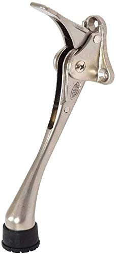 Door Stopper, One-Touch semi-Automatic Metal Door Stopper, with Non-Slip Rubber Tip for Wood, Concrete, Tiled, and Carpeted Floors (6inch x 1pack, Satin Nickel) - color: Satin Nickel, size: 6inch x 1pack