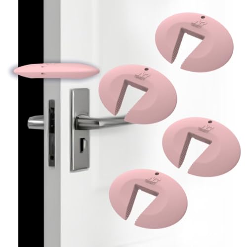 Neobay Door Pinch Guard and Door Slam Stopper, Durable Silicone Door Finger Pinch Guard, Prevents Slamming on Even Heavy Doors, Non-Toxic & Pet Friendly, 4 Packs Pink. - color: Pink 4 Packs Basic