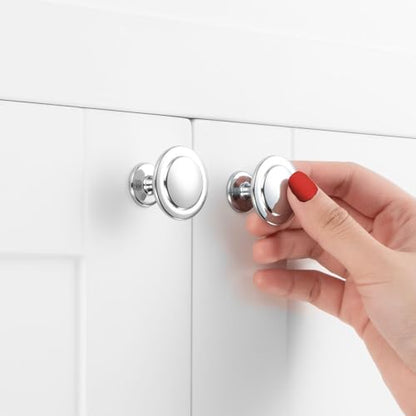 Polished Chrome Cabinet Knobs Chrome Drawer Knobs, 10 Pack 1-1/4 Inch, 8222 Round Single Hole Cabinet Pulls for Kitchen Cabinets Drawers Bedroom Dresser Cupboard Bathroom Vanity - color: Polished Chrome, size: 1-1/4 Inches, style: 10 Pack Round Knob