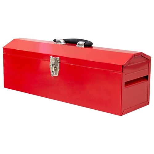 Portable Tool Box, 19in Metal Tool Box, Ideal for Trailer, Mechanic, DIY-ers, Car Toolbox, Workshops, Garages, Repair Shops,Red - size: 1P-19in-Red