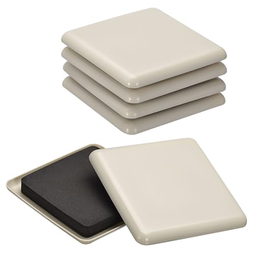 uxcell Furniture Sliders, 8Pcs 3.5" - Plastic Reusable Square Sliding Pads, Chair Glides for Carpeted Tile Vinyl Hardwood Floors (Grey)