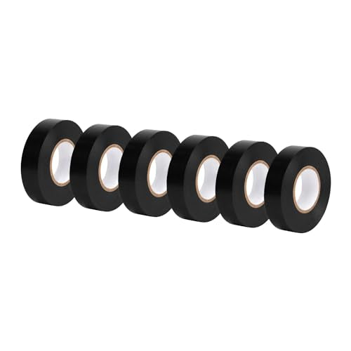 Amazon Basics Electrical Adhesive Tape, Insulating with Strong Adhesive, for Home DIY, Repairs, Electrical, Automotive and Equipment, 3/4" x 60', Black, 6-Pack