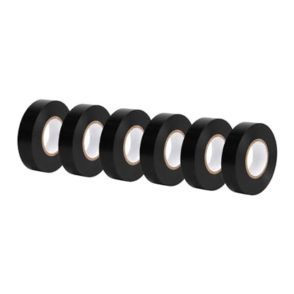 Amazon Basics Electrical Adhesive Tape, Insulating with Strong Adhesive, for Home DIY, Repairs, Electrical, Automotive and Equipment, 3/4" x 60', Black, 6-Pack