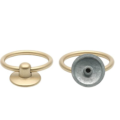 5Pcs Gold Ring Drawer Pulls, Brass Cabinet Ring Handles Drop Knobs Single Hole Dresser Pulls for Furniture Cupboard Closet Kitchen Door(1" x 2") - color: Gold