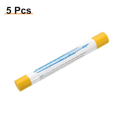 HARFINGTON 5pcs Wood Filler Sticks Wooden Wax Touch Up Furniture Repair Crayons for Scratch Hole Wood, Lemon Yellow - color: Lemon Yellow