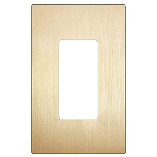 LIDER Brushed Finish Decorator Switch Cover, Screwless Wall Plate, Mid-Size 1-Gang 4.88" x 3.11", Unbreakable Polycarbonate Thermoplastic, UL Listed, LSWP-31M-BGD, Brushed Gold - color: Brushed Gold, size: 1 Gang