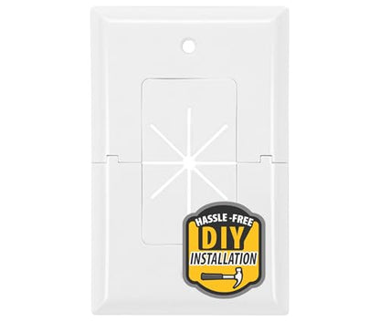DATA COMM Electronics 45-0017-UWH Split Style TV Outlet Covers Wall Plate w/Flexible AV/HDMI Cable Pass-Through Sturdy Wall Plate Cover For Electrical Outlets Electrical 1-Gang, Ultra White - color: White, size: 1 Gang, style: Split Style