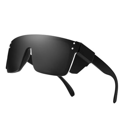 Z87 Polarized Wraparound Safety Sunglasses, UV400 Protective Eyewear for Work and Outdoors - color: Matte Black Smoke