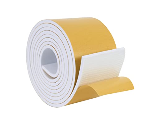 High Density Foam Weather Stripping Door Seal Strip Insulation Tape Roll for Insulating Door Frame, Window, Air Conditioner | Self Adhesive Sealing Weatherstrip (4 in x 1/4 in x 10 Ft, White) - color: White, size: 4 in X 1/4 in X 10 Ft
