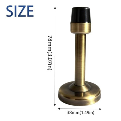 Zinc Alloy Door Stop Wall Mount, 78mm (3.07") Door Stopper with Rubber Bumper & Screws, Bronze Tone - Includes Mounting Hardware for Furniture & Door Protection