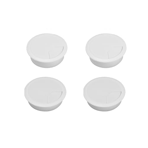 4 Pack Office Desk Grommet 2'' Round Cable Hole Caps Cover Organizer Stopper Cord Hider Buckle for Computer Desk Executive Standing Table Desktop PC Gaming Desks (White) - color: White