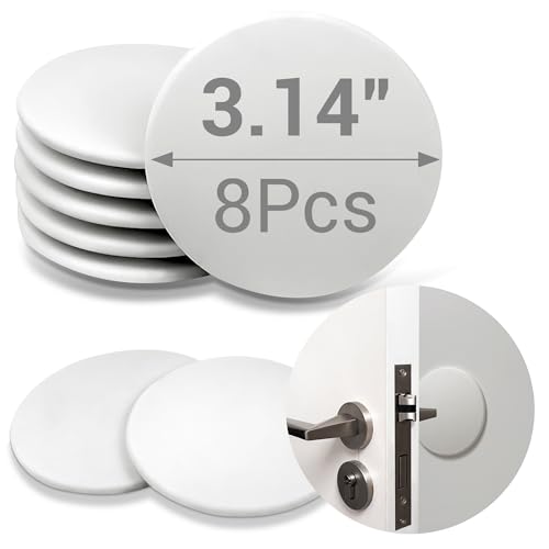 Door Stoppers - 3.14" White Door Stoppers for Wall (8 Pack), with Heavy-Duty Adhesive - Wall Protector & Shock-Absorbent Protectors from Door Knobs - Prevents Scratches on Walls & Doors - size: 3.14"l