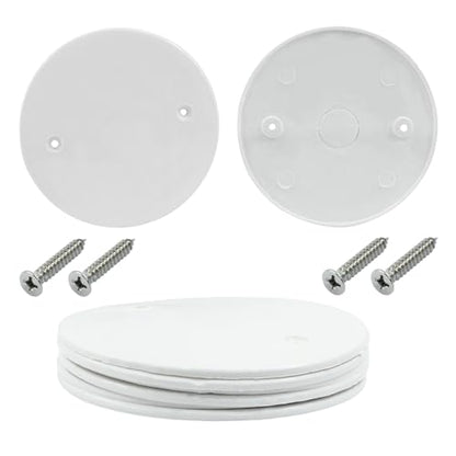 12 Pcs 4.56 Inch White Plastic Ceiling Blank, 2.36" Hole Distance Flat Round Wall Hole Cover Circle Wall Plate Ceiling Cover Plate with Screws for Ceilings or Wall