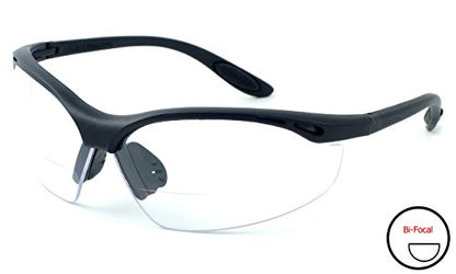 Calabria Rhino R91348 Anti Fog Bifocal Reading Safety Glasses Readers Wrap Around Eye Protection Eyewear w/Camouflage Pouch - color: Clear, size: 3.00