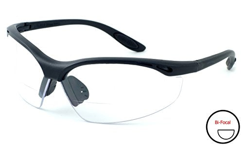 Calabria Rhino R91348 Anti Fog Bifocal Reading Safety Glasses Readers Wrap Around Eye Protection Eyewear w/Camouflage Pouch - color: Clear, size: 1.50