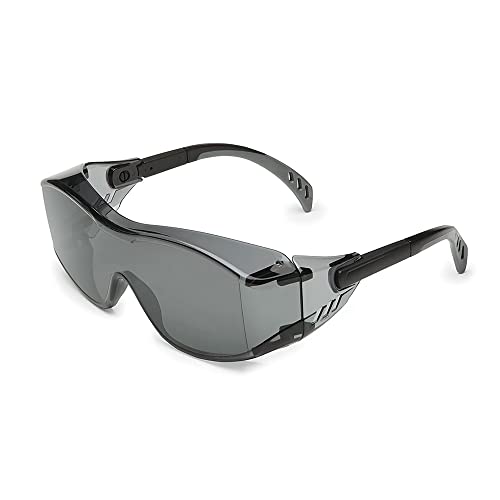 Gateway Safety 6983 Cover2 Safety Glasses Protective Eye Wear - Over-The-Glass (OTG), Gray Lens, Black Temple, 10 Pair - color: Smoke, size: 10 Pair
