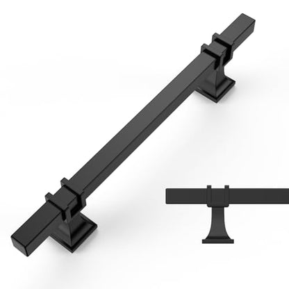 Amerdeco 10 Pack Matte Black Cabinet Pulls 6.3 Inch(160mm) Hole Center Drawer Pulls Cabinet Hardware Kitchen Cabinet Handles for Bathroom ZH0067 - color: Matte Black, size: 6.3"/160MM Hole Center