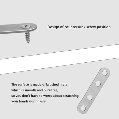 12 Pcs Straight Brace, Flat Straight Bracket with Screws, 2.99 x 0.63 Inch Repair Bracket, for Tables, Cabinets, Bookshelves (Silver) - color: Silver