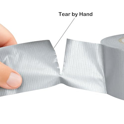 Silver Duct Tape - Heavy Duty Waterproof Tape 1.88 Inch Wide - Strong Adhesive, Extra Thickness, Tear by Hand - Great for Indoor & Outdoor Use, Moving Boxes, Repairs - 45 Ft - color: Silver