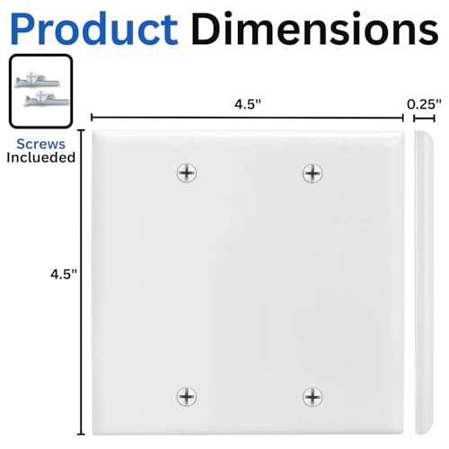 Cmple - 2 Gang Blank Wall Plate, Standard Size, Polycarbonate Thermoplastic Panel GFCI Wall Plate with Screws - White - color: Blank 2 Gang White, size: Single