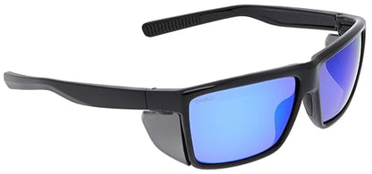 MCR Safety SR218B Swagger SR2 Series Safety Glasses with Thermo Plastic Rubber Nose Pads and Detachable Side Shields, Black Frame, Blue Diamond Mirror Lens - color: Black Frame (Blue Diamond Mirror Lens)