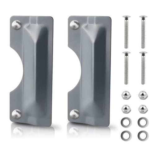 Door Latch Guard, 2 PCS 3" x 7" Door Latch Cover & Door Latch Plate, Carbon Steel Door Security Plate for Outswinging Doors, Easy Installation